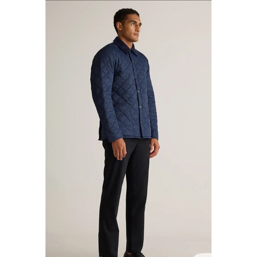 New!  Men's Featherless Quilted Jacket Corduroy Collar Admiral Blue Sz XL #117